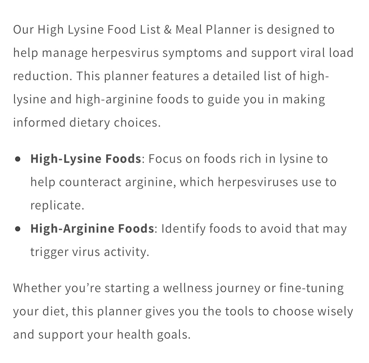 Herpes Happy Diet Food List & Meal Planner (download)